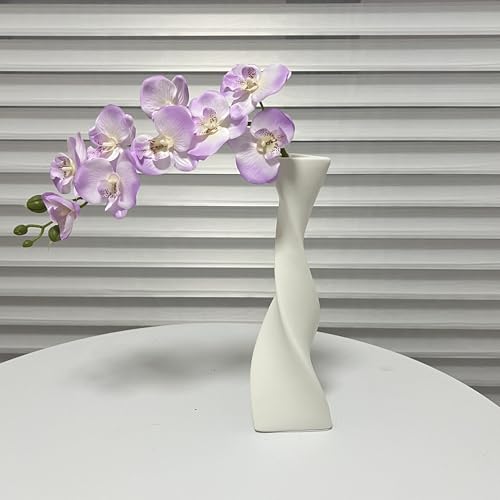 JEVA 1pack Artificial Orchid Flower Artificial Yellow Phalaenopsis Orchid Flower Arrangements Faux Orchid Flower in Gold Pot Orchid Centerpiece for Dining Room Table