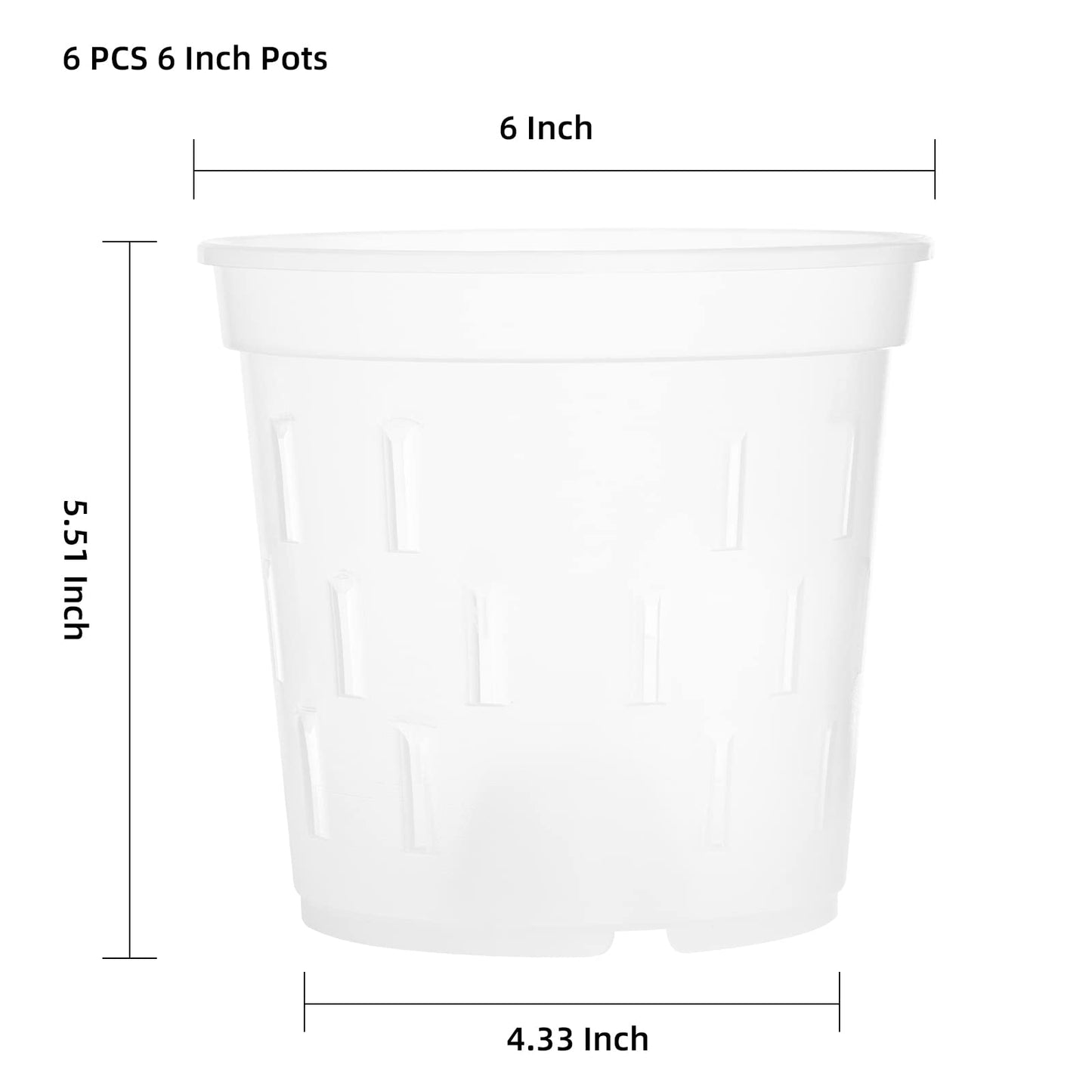 TRUEDAYS 4 Pack Orchid Pot with Saucers Garden Pot 5 Inch Clear Plastic Plant Pots with Drainage Holes for Indoor Outdoor Plants
