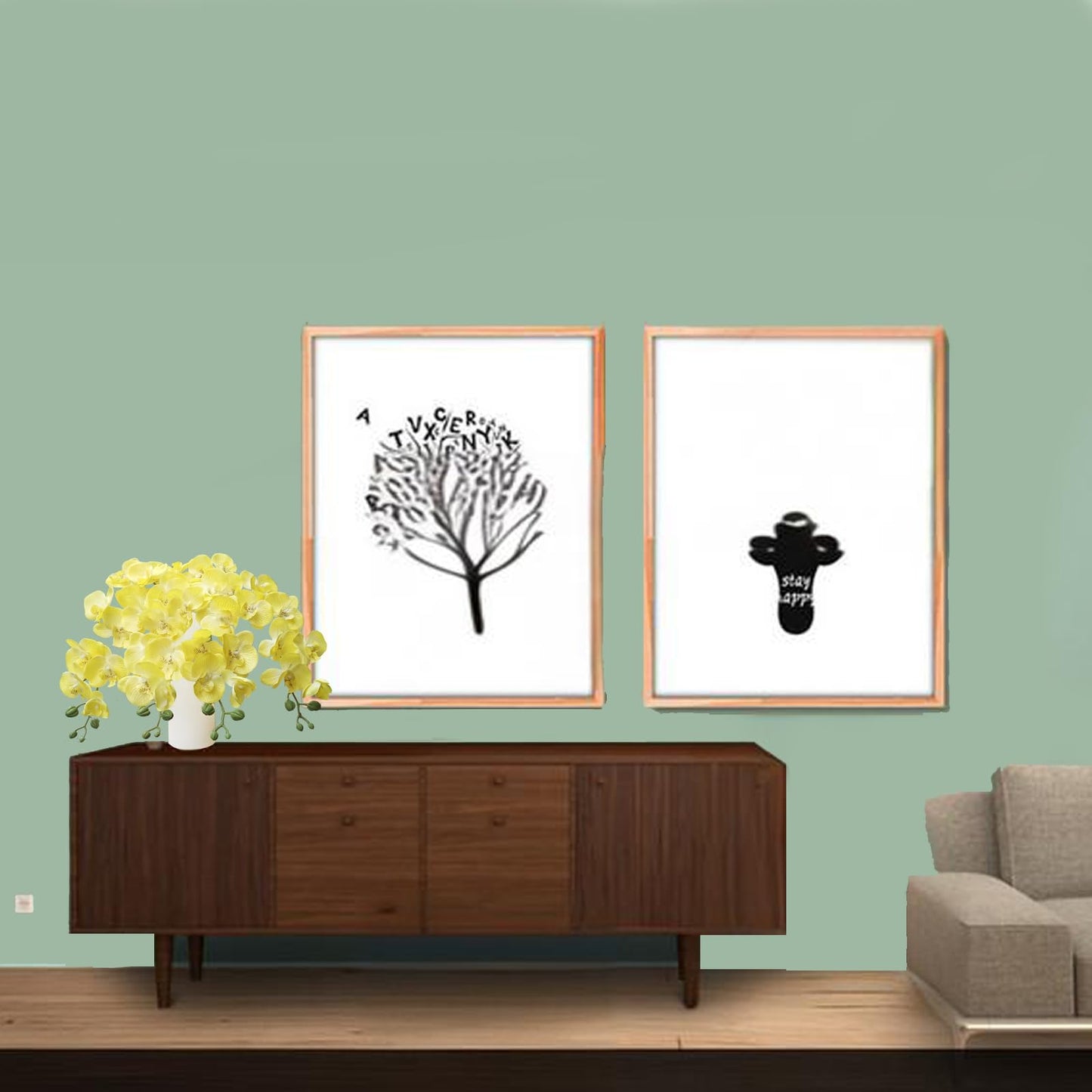 JEVA 1pack Artificial Orchid Flower Artificial Yellow Phalaenopsis Orchid Flower Arrangements Faux Orchid Flower in Gold Pot Orchid Centerpiece for Dining Room Table