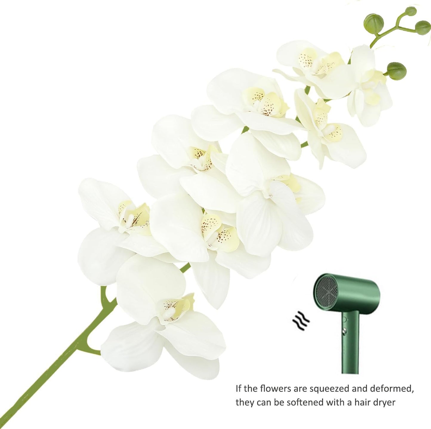 JEVA 1pack Artificial Orchid Flower Artificial Yellow Phalaenopsis Orchid Flower Arrangements Faux Orchid Flower in Gold Pot Orchid Centerpiece for Dining Room Table