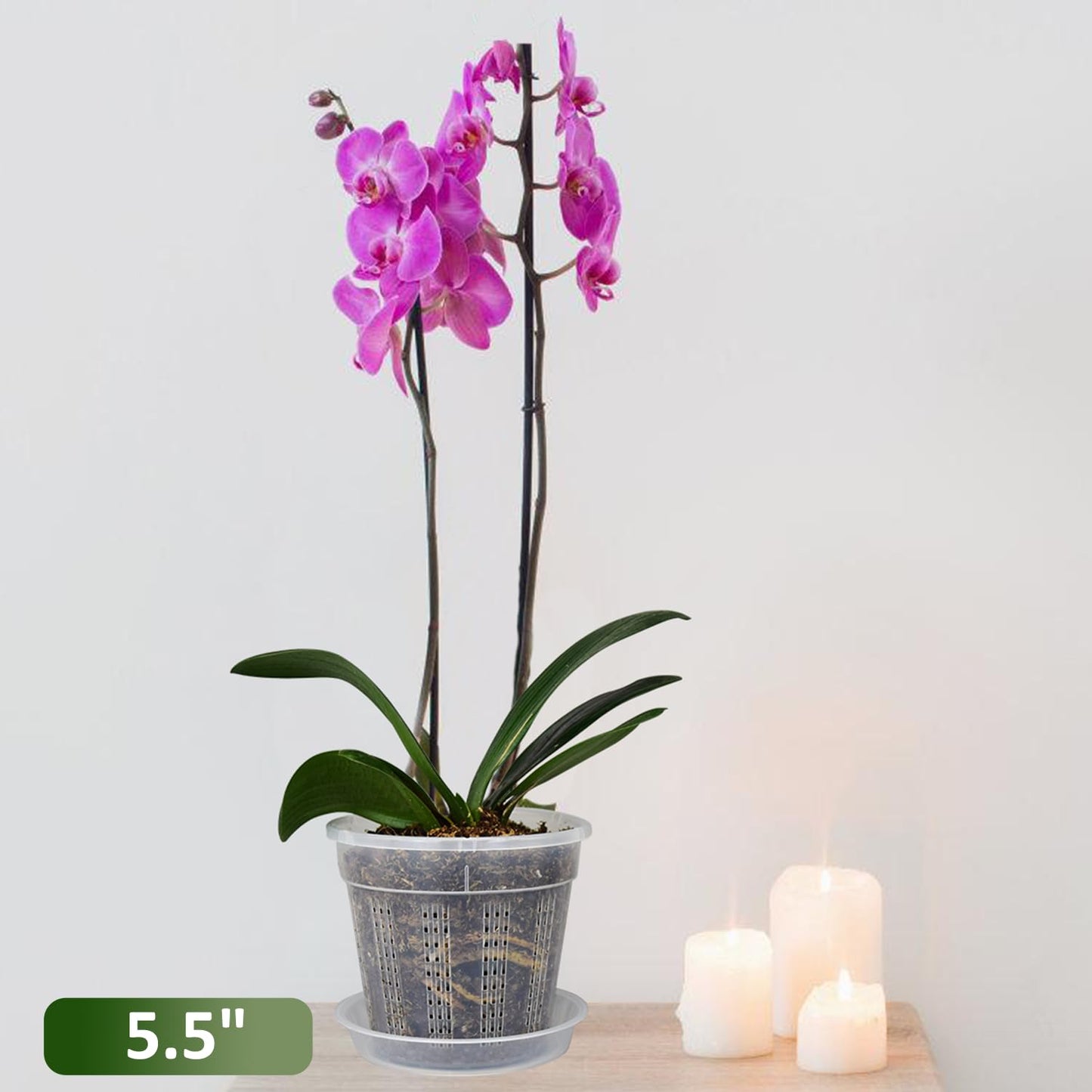 8 Pack Orchid Pot, 4.5in Orchid Pots with Holes, Orchid Pots for Repotting with Clips, Clear Plastic Plant Pot for Indoor Outdoor Plants(4.5in, 8 Pack)