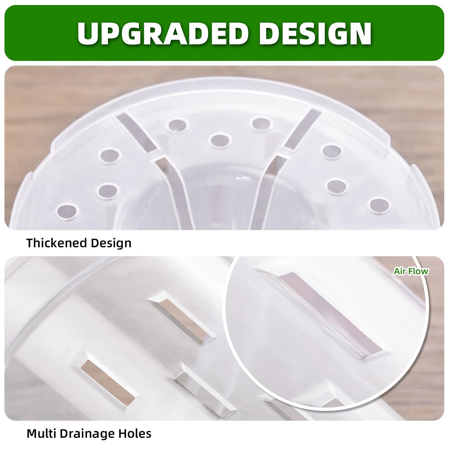 TRUEDAYS 4 Pack Orchid Pot with Saucers Garden Pot 5 Inch Clear Plastic Plant Pots with Drainage Holes for Indoor Outdoor Plants