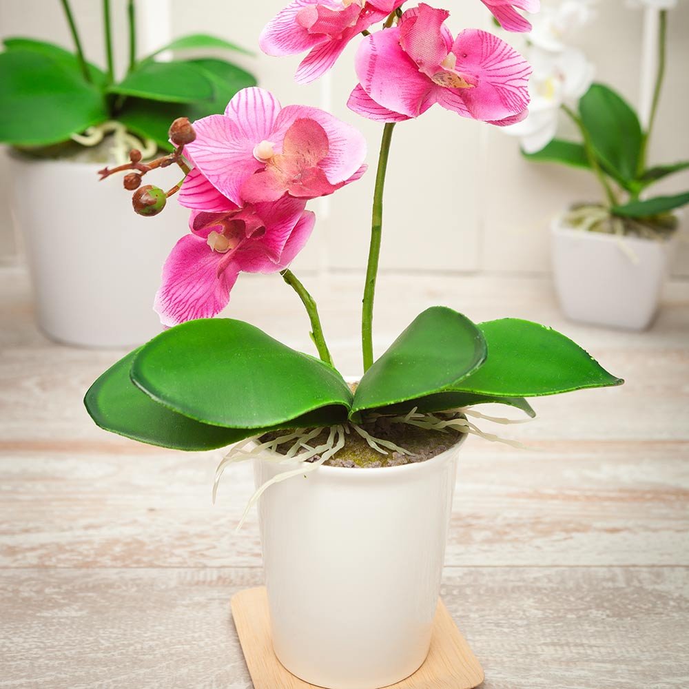 Restaurantware Faux Fiore White Orchid - White Pot - Faux Plants - 13.4"" - 1ct Box