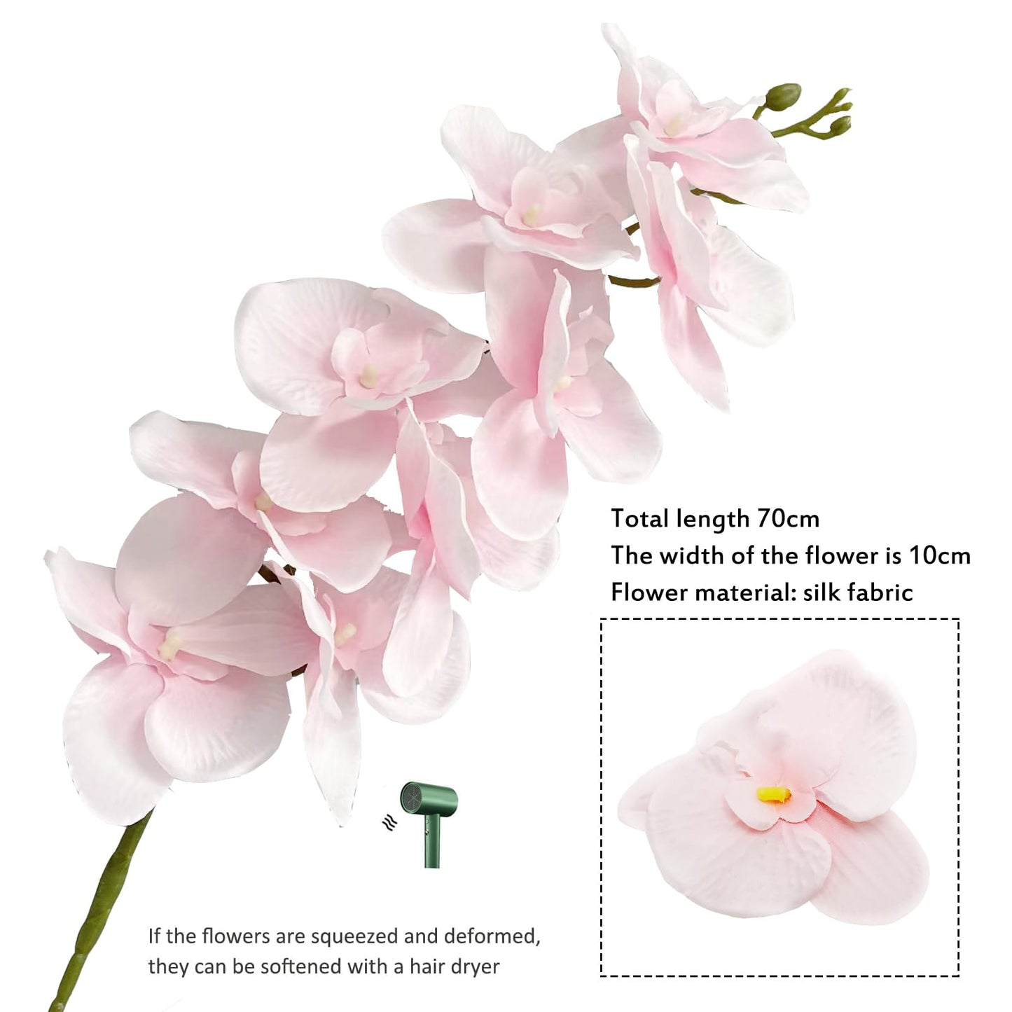 JEVA 1pack Artificial Orchid Flower Artificial Yellow Phalaenopsis Orchid Flower Arrangements Faux Orchid Flower in Gold Pot Orchid Centerpiece for Dining Room Table