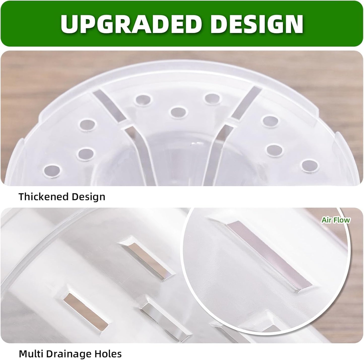 TRUEDAYS 4 Pack Orchid Pot with Saucers Garden Pot 5 Inch Clear Plastic Plant Pots with Drainage Holes for Indoor Outdoor Plants