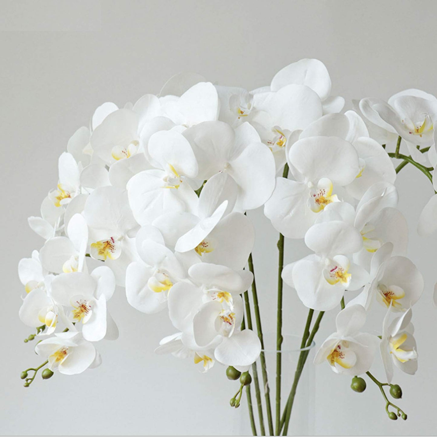 FagusHome 32" Artificial Phalaenopsis Flowers 4 Pcs with 2 Bundles Leaves Artificial Orchid Flowers Stem Plants Fake Butterfly Phalaenopsis Flowers for Home Wedding Party Décor (Yellow)