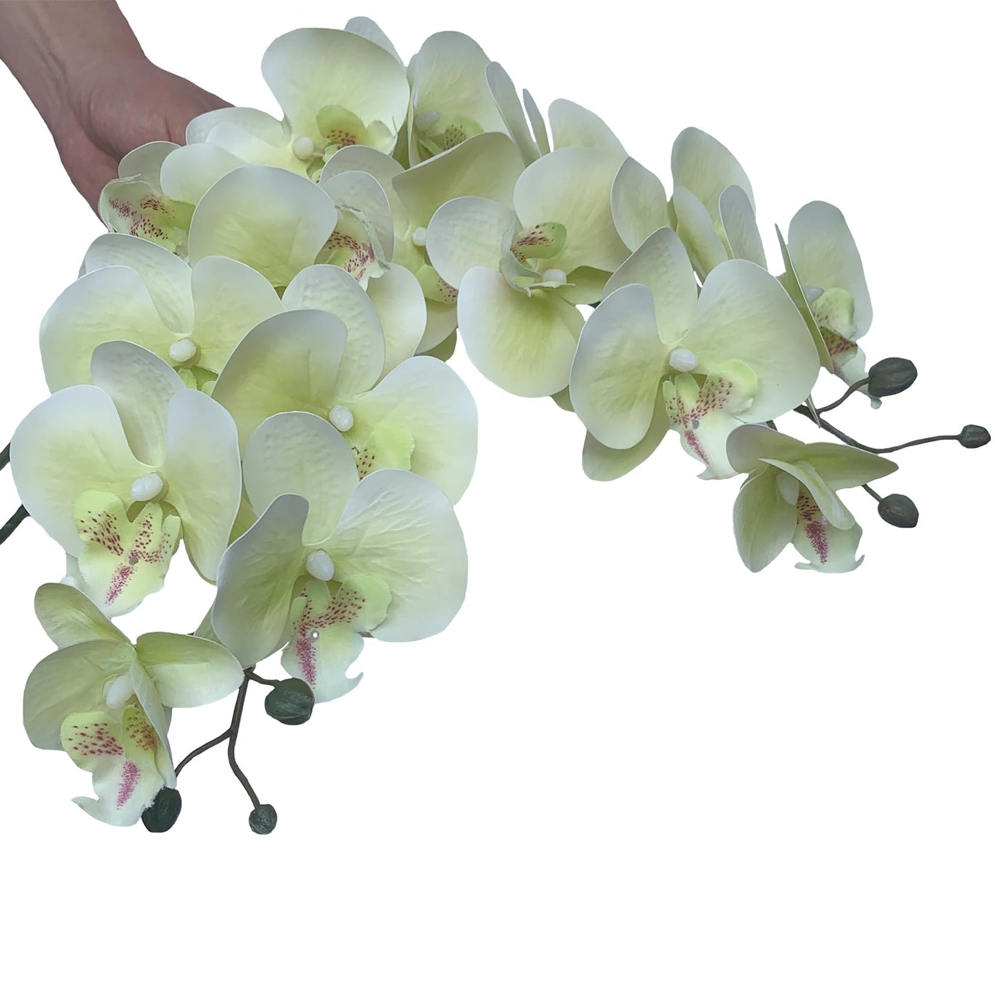 FagusHome 32" Artificial Phalaenopsis Flowers 4 Pcs with 2 Bundles Leaves Artificial Orchid Flowers Stem Plants Fake Butterfly Phalaenopsis Flowers for Home Wedding Party Décor (Yellow)