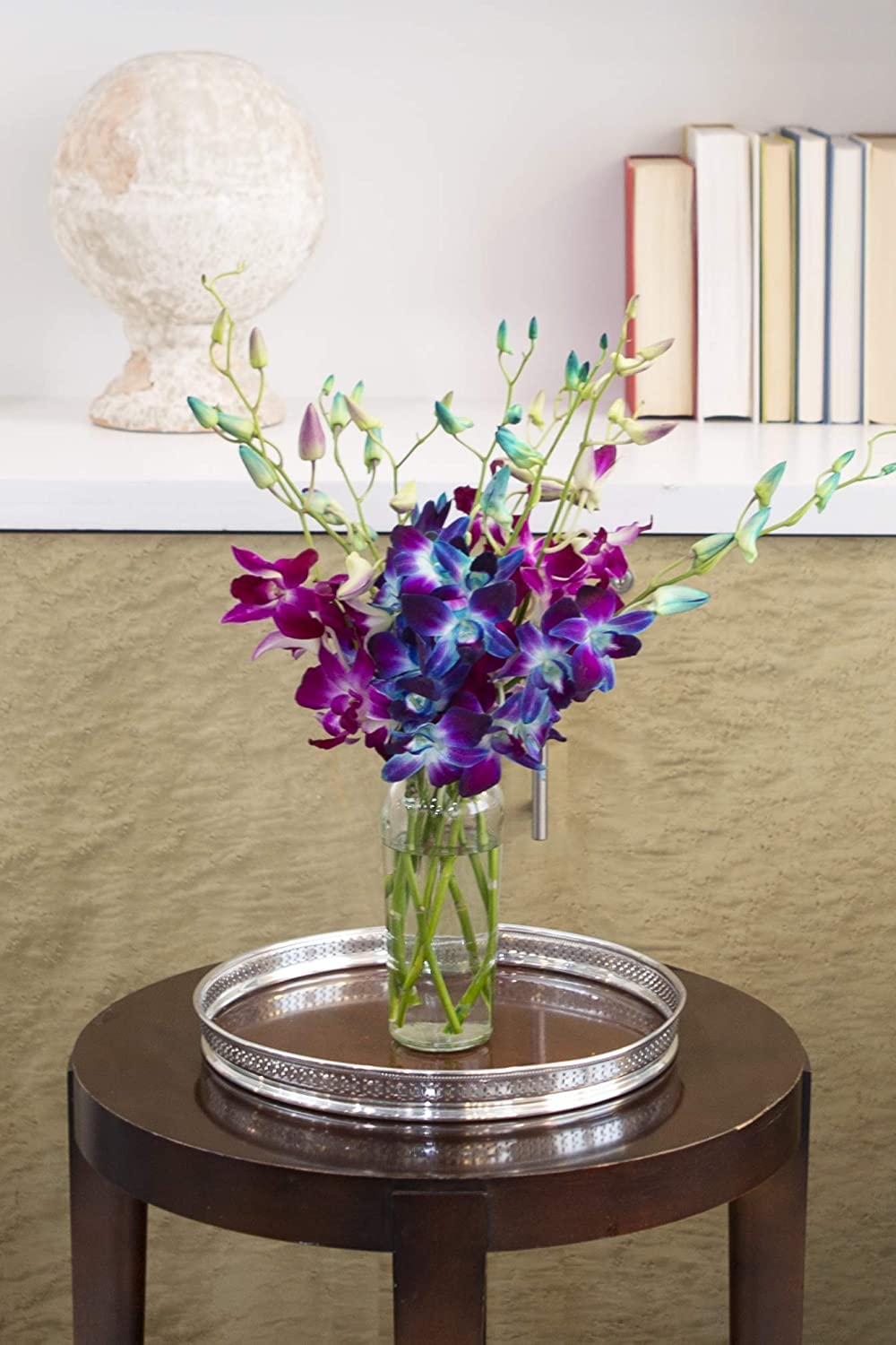 Exotic Sapphire Orchid Bouquet Of 20 Fresh Blue Dendrobium Orchids with Vase - Holidays Collection - KaBloom Prime Next Day - Gift for Birthday, Anniversary, Mother’s Day Fresh Flowers