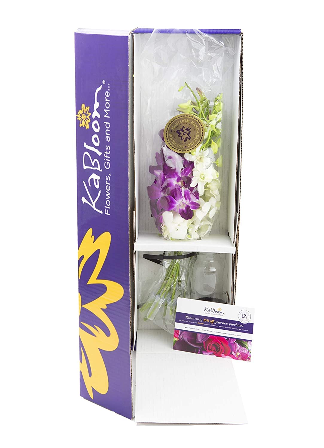 Exotic Sapphire Orchid Bouquet Of 20 Fresh Blue Dendrobium Orchids with Vase - Holidays Collection - KaBloom Prime Next Day - Gift for Birthday, Anniversary, Mother’s Day Fresh Flowers