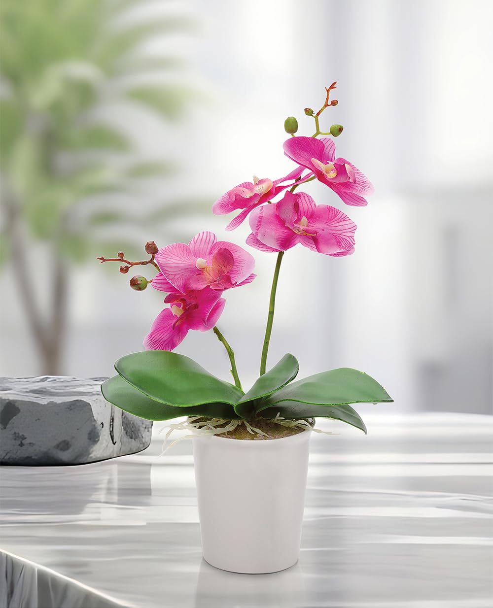 Restaurantware Faux Fiore White Orchid - White Pot - Faux Plants - 13.4"" - 1ct Box
