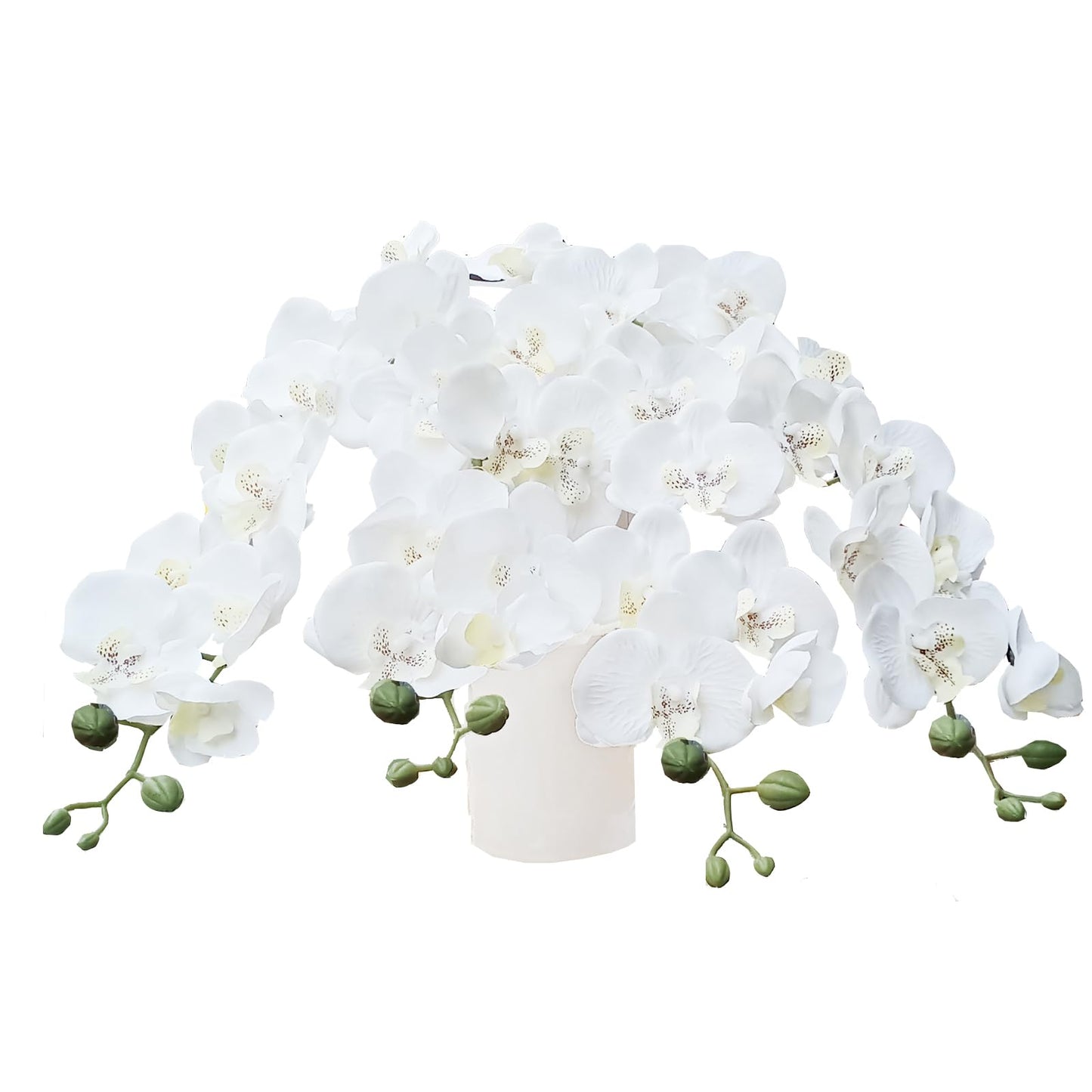 JEVA 1pack Artificial Orchid Flower Artificial Yellow Phalaenopsis Orchid Flower Arrangements Faux Orchid Flower in Gold Pot Orchid Centerpiece for Dining Room Table