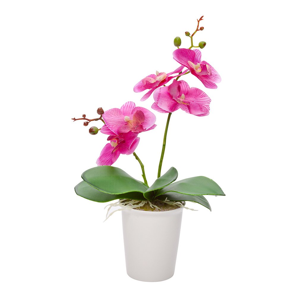 Restaurantware Faux Fiore White Orchid - White Pot - Faux Plants - 13.4"" - 1ct Box