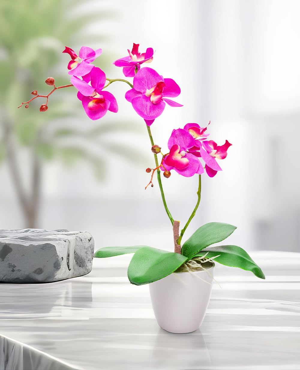 Restaurantware Faux Fiore White Orchid - White Pot - Faux Plants - 13.4"" - 1ct Box