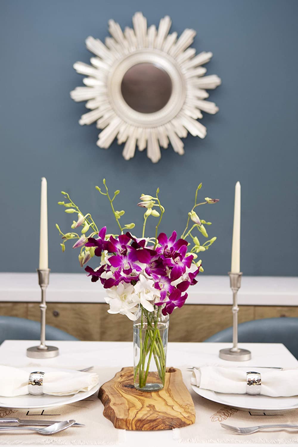 Exotic Sapphire Orchid Bouquet Of 20 Fresh Blue Dendrobium Orchids with Vase - Holidays Collection - KaBloom Prime Next Day - Gift for Birthday, Anniversary, Mother’s Day Fresh Flowers