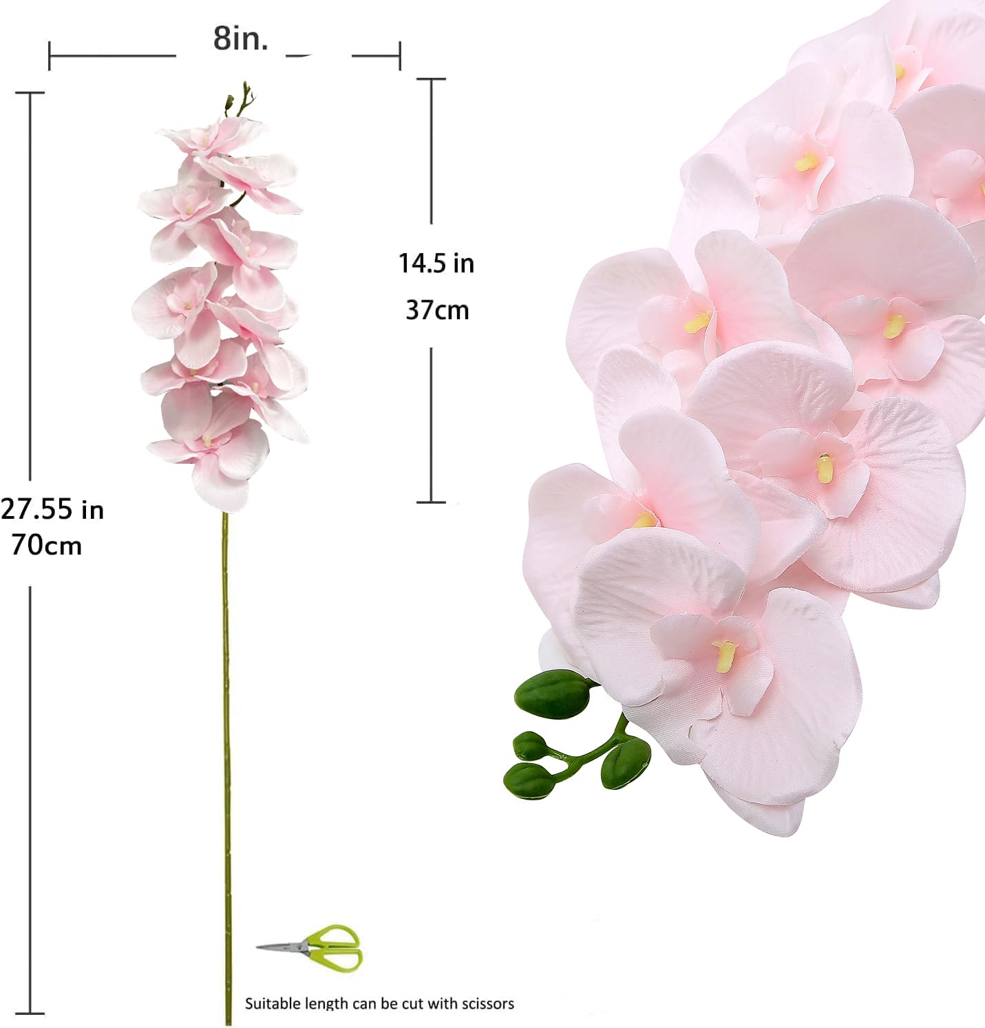 JEVA 1pack Artificial Orchid Flower Artificial Yellow Phalaenopsis Orchid Flower Arrangements Faux Orchid Flower in Gold Pot Orchid Centerpiece for Dining Room Table