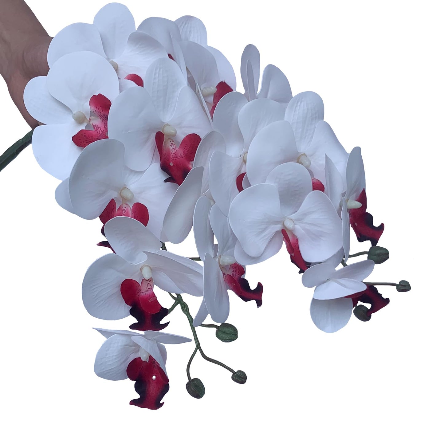 FagusHome 32" Artificial Phalaenopsis Flowers 4 Pcs with 2 Bundles Leaves Artificial Orchid Flowers Stem Plants Fake Butterfly Phalaenopsis Flowers for Home Wedding Party Décor (Yellow)