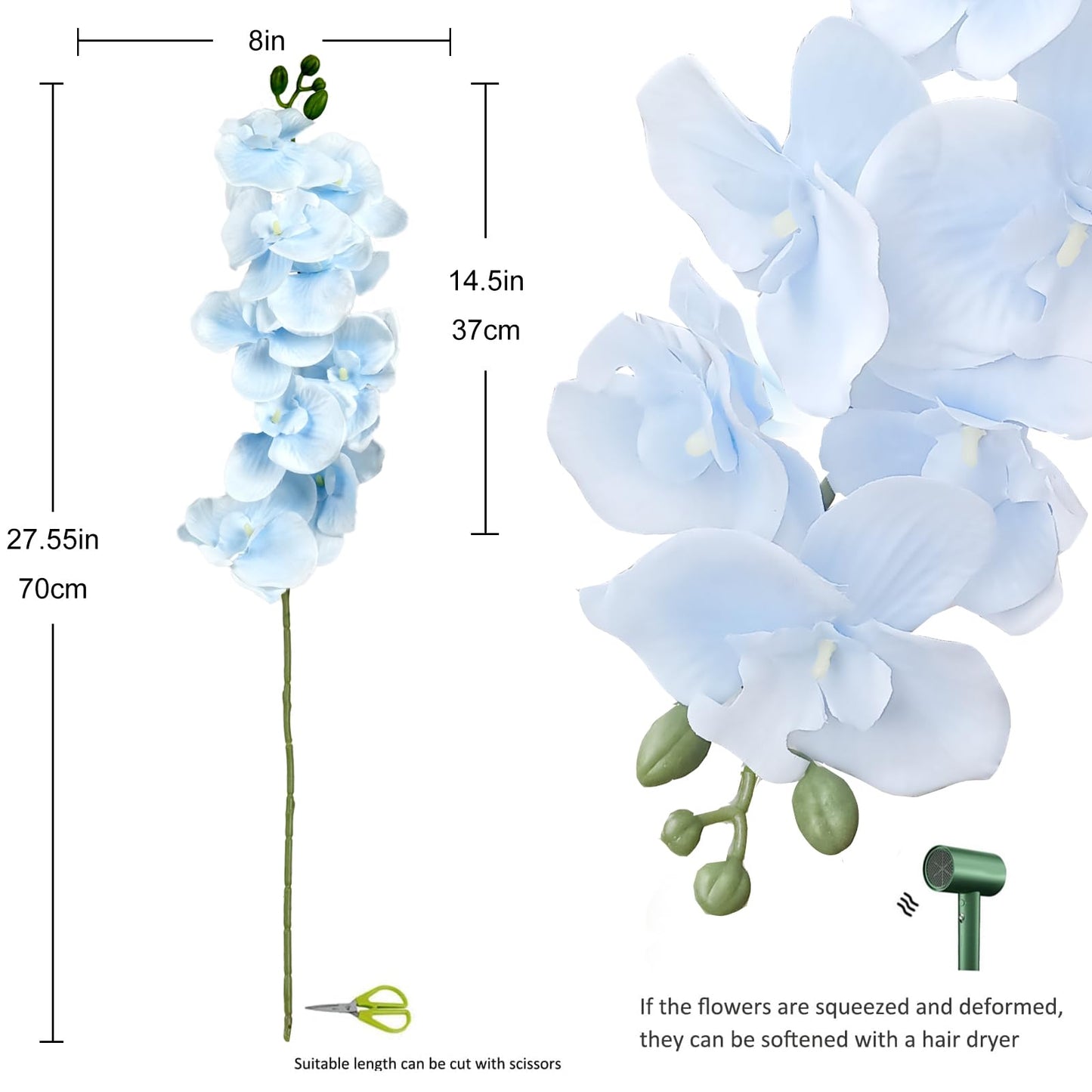 JEVA 1pack Artificial Orchid Flower Artificial Yellow Phalaenopsis Orchid Flower Arrangements Faux Orchid Flower in Gold Pot Orchid Centerpiece for Dining Room Table