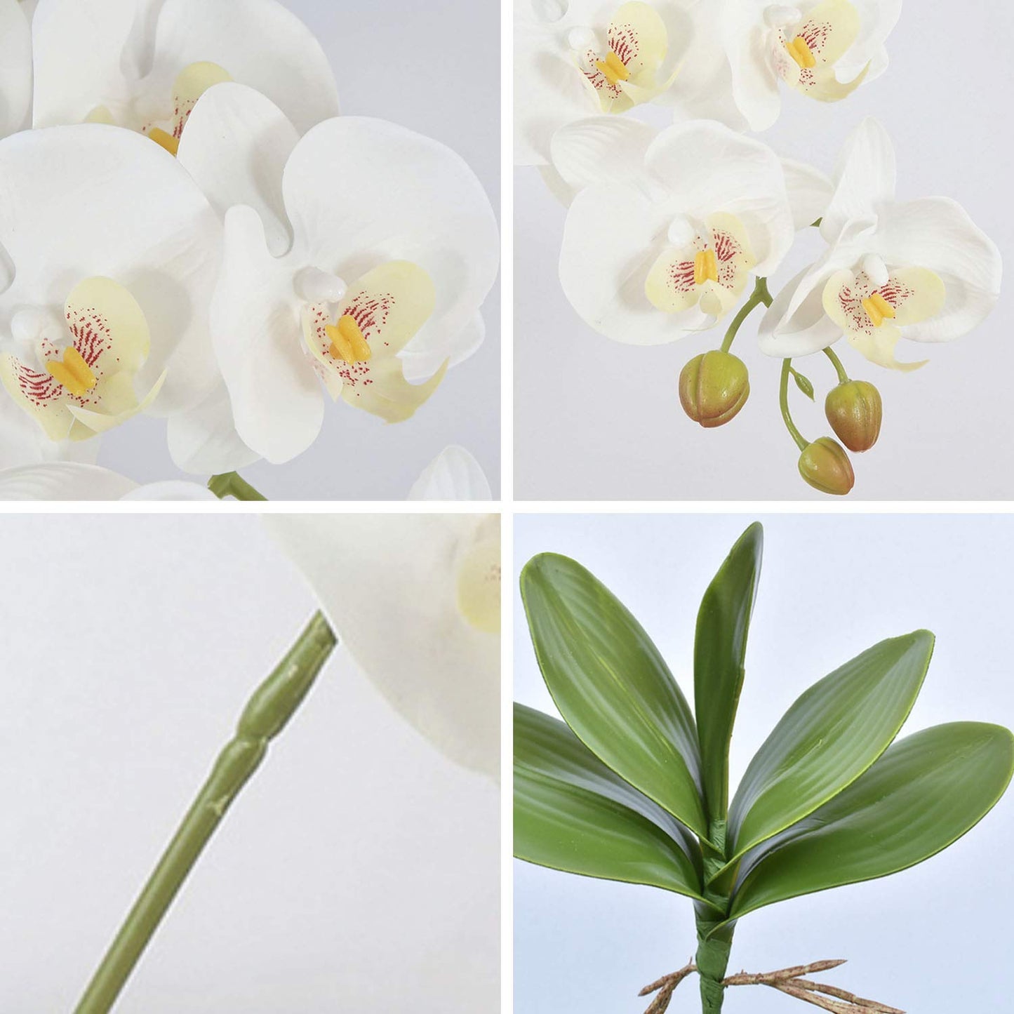 FagusHome 32" Artificial Phalaenopsis Flowers 4 Pcs with 2 Bundles Leaves Artificial Orchid Flowers Stem Plants Fake Butterfly Phalaenopsis Flowers for Home Wedding Party Décor (Yellow)