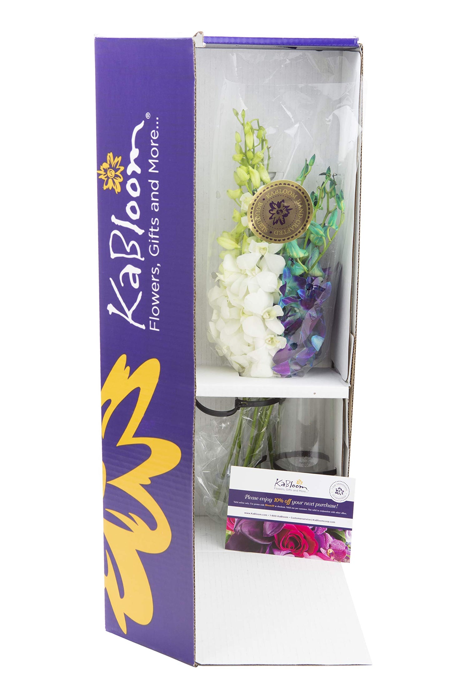 Exotic Sapphire Orchid Bouquet Of 20 Fresh Blue Dendrobium Orchids with Vase - Holidays Collection - KaBloom Prime Next Day - Gift for Birthday, Anniversary, Mother’s Day Fresh Flowers