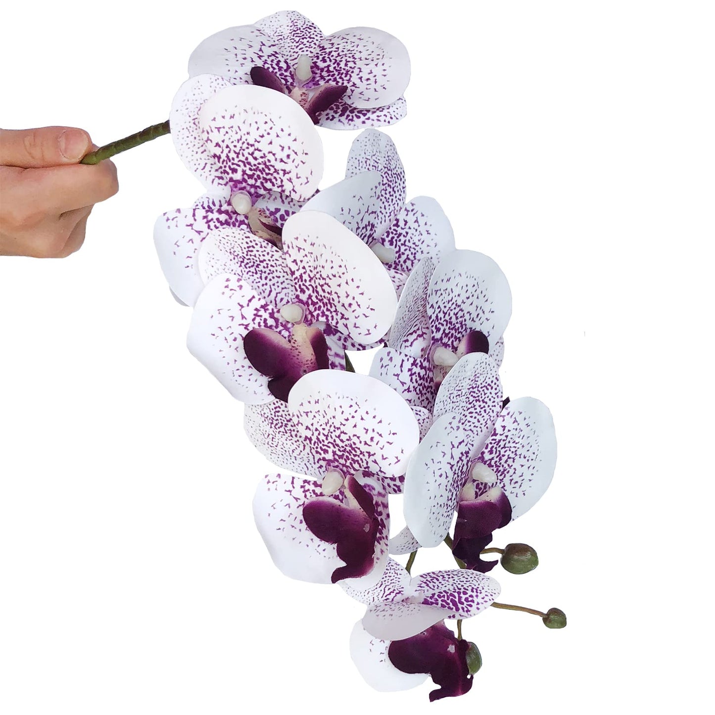 FagusHome 32" Artificial Phalaenopsis Flowers 4 Pcs with 2 Bundles Leaves Artificial Orchid Flowers Stem Plants Fake Butterfly Phalaenopsis Flowers for Home Wedding Party Décor (Yellow)