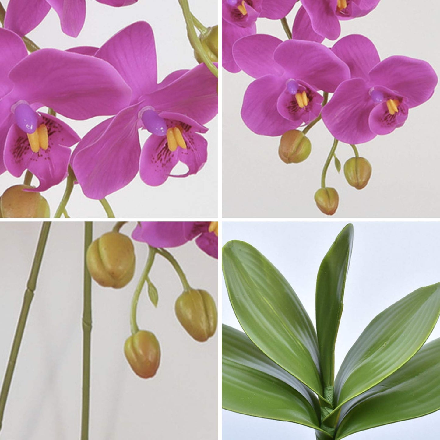 FagusHome 32" Artificial Phalaenopsis Flowers 4 Pcs with 2 Bundles Leaves Artificial Orchid Flowers Stem Plants Fake Butterfly Phalaenopsis Flowers for Home Wedding Party Décor (Yellow)