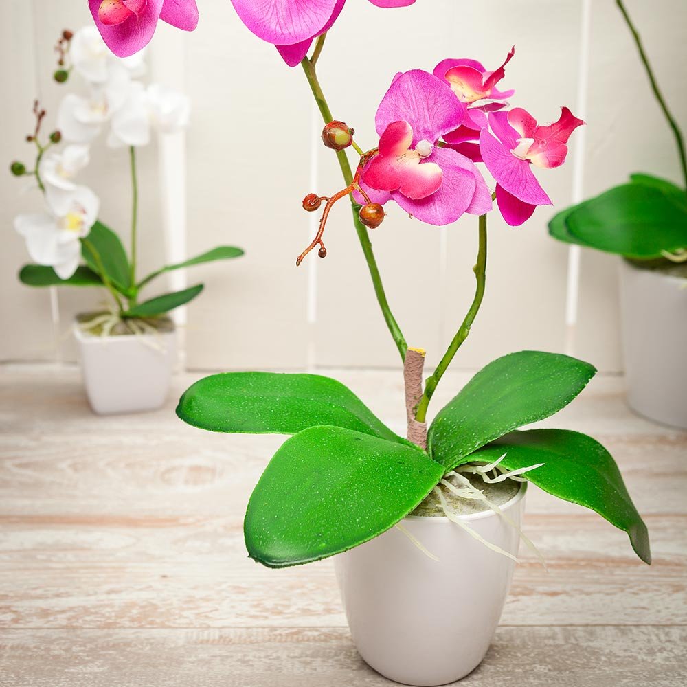 Restaurantware Faux Fiore White Orchid - White Pot - Faux Plants - 13.4"" - 1ct Box