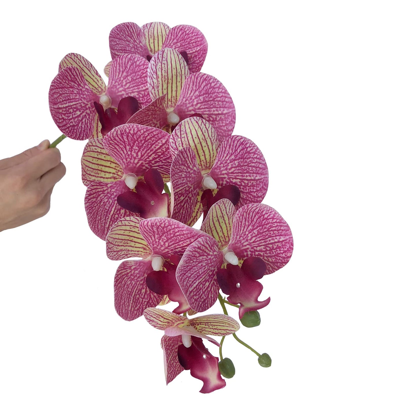 FagusHome 32" Artificial Phalaenopsis Flowers 4 Pcs with 2 Bundles Leaves Artificial Orchid Flowers Stem Plants Fake Butterfly Phalaenopsis Flowers for Home Wedding Party Décor (Yellow)