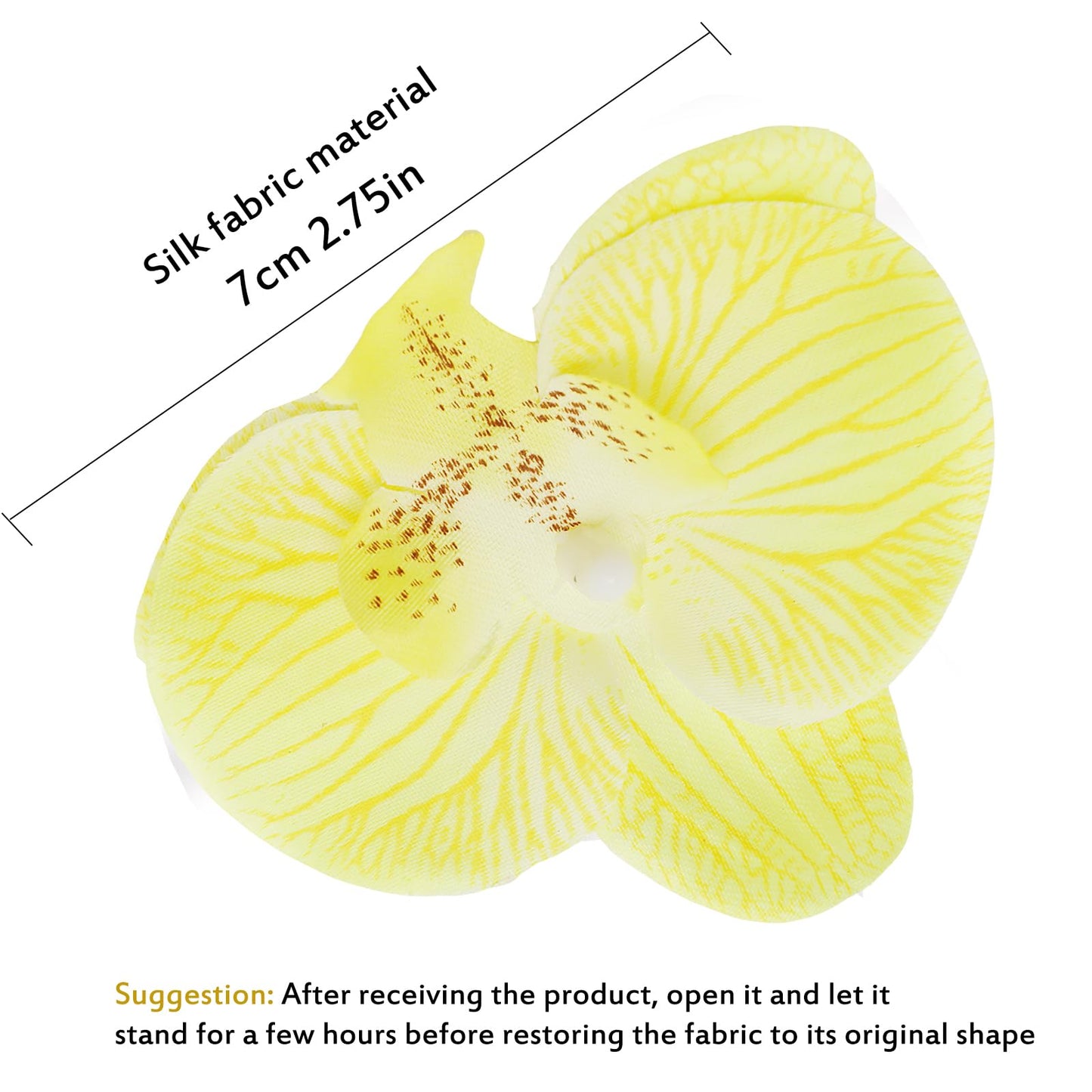 JEVA 1pack Artificial Orchid Flower Artificial Yellow Phalaenopsis Orchid Flower Arrangements Faux Orchid Flower in Gold Pot Orchid Centerpiece for Dining Room Table