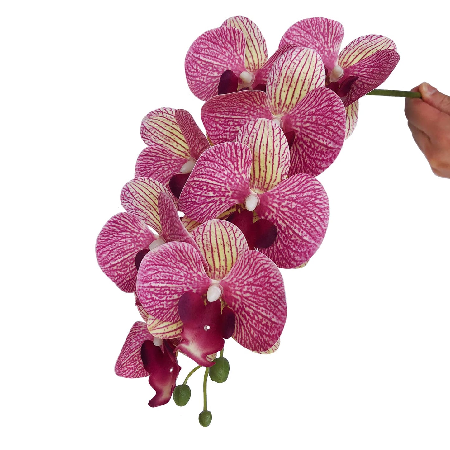 FagusHome 32" Artificial Phalaenopsis Flowers 4 Pcs with 2 Bundles Leaves Artificial Orchid Flowers Stem Plants Fake Butterfly Phalaenopsis Flowers for Home Wedding Party Décor (Yellow)