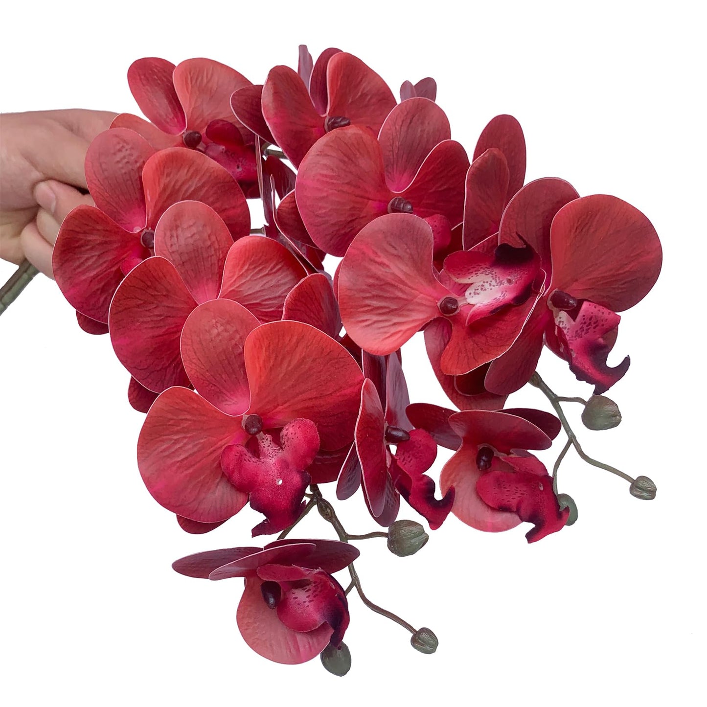 FagusHome 32" Artificial Phalaenopsis Flowers 4 Pcs with 2 Bundles Leaves Artificial Orchid Flowers Stem Plants Fake Butterfly Phalaenopsis Flowers for Home Wedding Party Décor (Yellow)