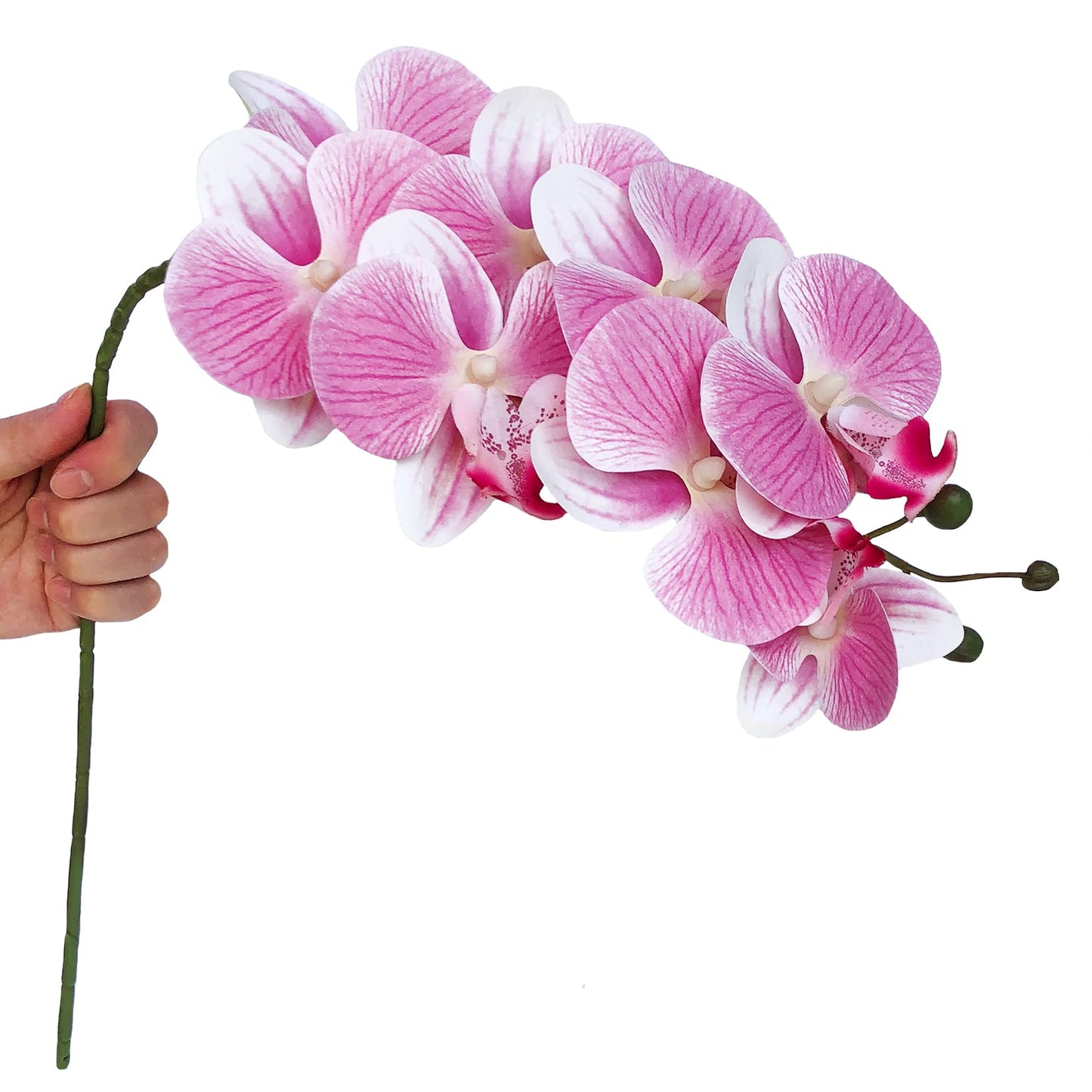 FagusHome 32" Artificial Phalaenopsis Flowers 4 Pcs with 2 Bundles Leaves Artificial Orchid Flowers Stem Plants Fake Butterfly Phalaenopsis Flowers for Home Wedding Party Décor (Yellow)