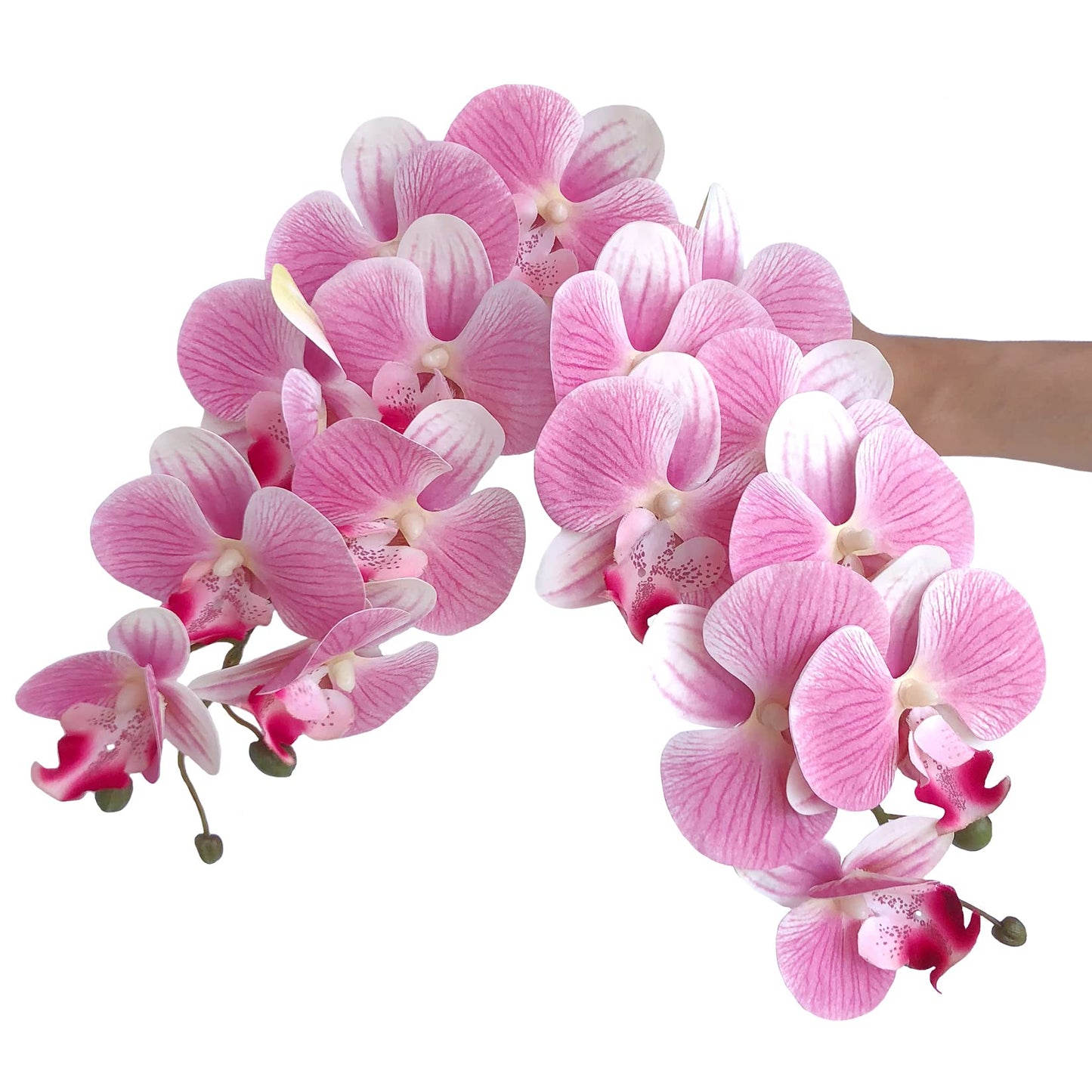 FagusHome 32" Artificial Phalaenopsis Flowers 4 Pcs with 2 Bundles Leaves Artificial Orchid Flowers Stem Plants Fake Butterfly Phalaenopsis Flowers for Home Wedding Party Décor (Yellow)