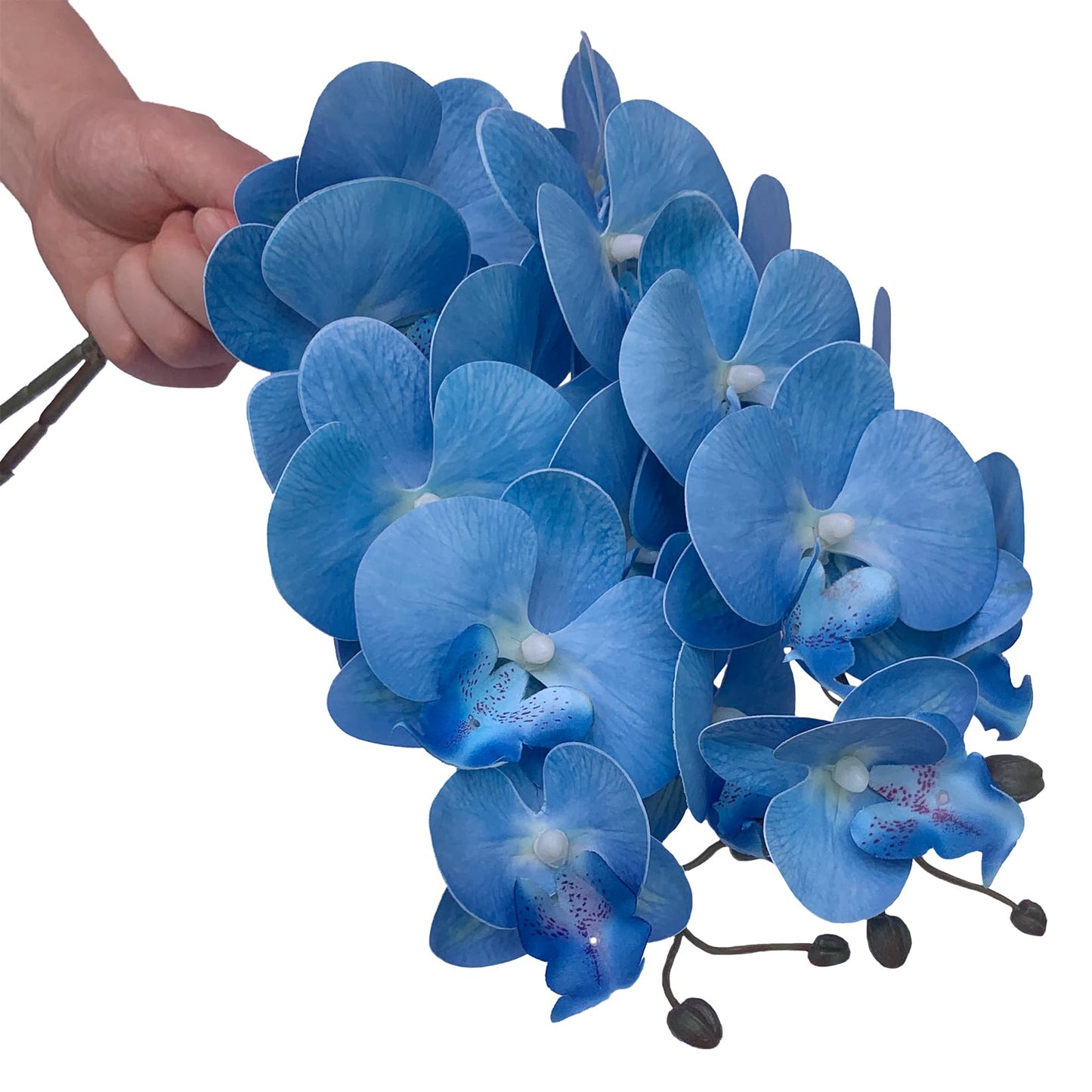 FagusHome 32" Artificial Phalaenopsis Flowers 4 Pcs with 2 Bundles Leaves Artificial Orchid Flowers Stem Plants Fake Butterfly Phalaenopsis Flowers for Home Wedding Party Décor (Yellow)