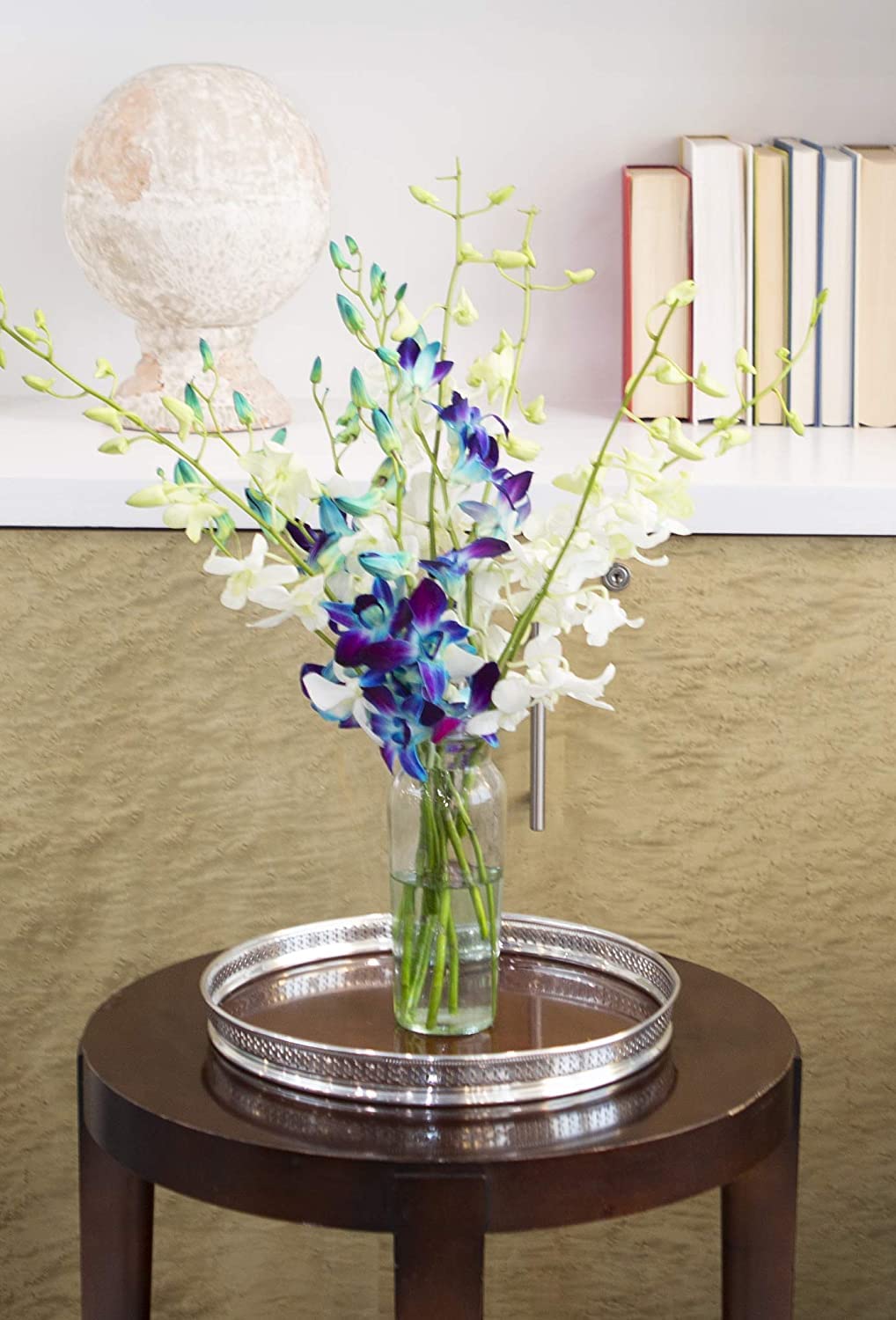 Exotic Sapphire Orchid Bouquet Of 20 Fresh Blue Dendrobium Orchids with Vase - Holidays Collection - KaBloom Prime Next Day - Gift for Birthday, Anniversary, Mother’s Day Fresh Flowers