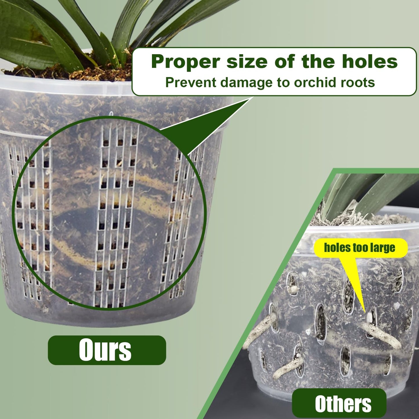 8 Pack Orchid Pot, 4.5in Orchid Pots with Holes, Orchid Pots for Repotting with Clips, Clear Plastic Plant Pot for Indoor Outdoor Plants(4.5in, 8 Pack)