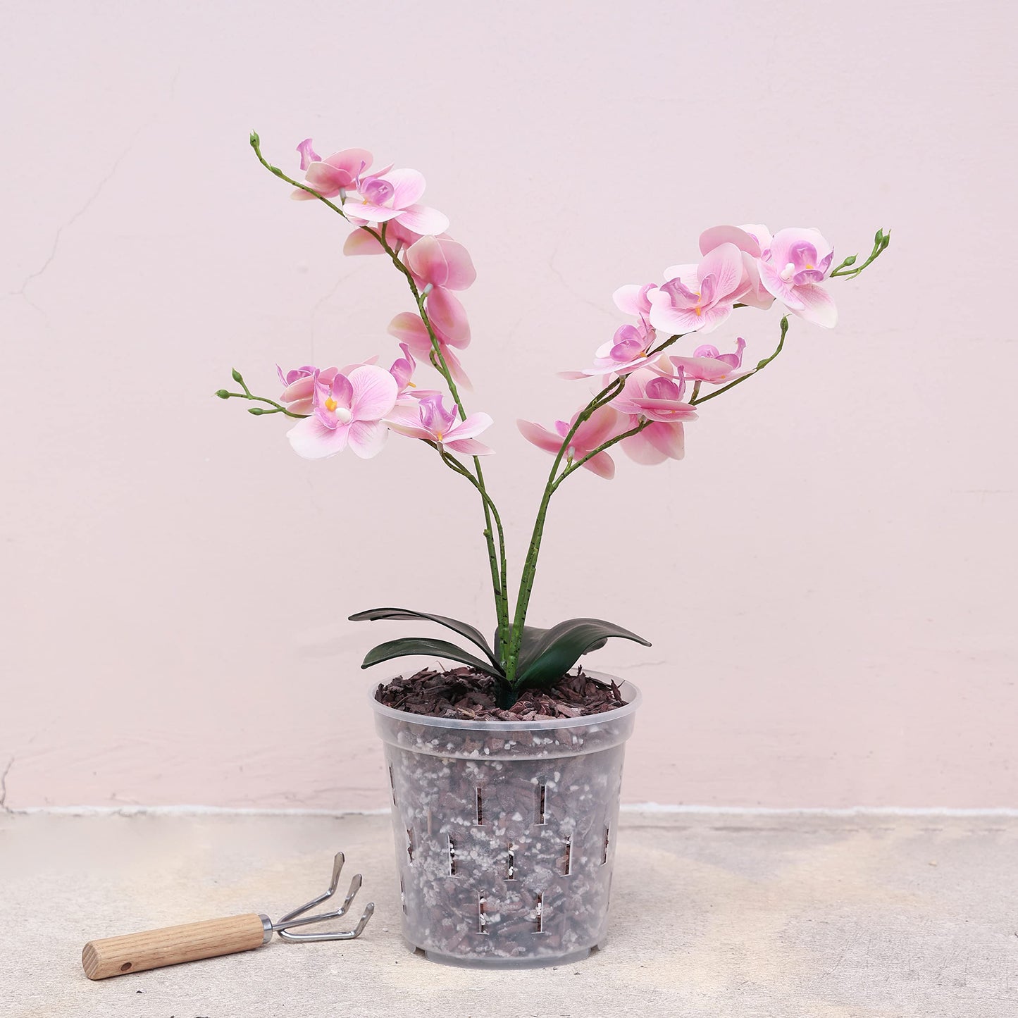 TRUEDAYS 4 Pack Orchid Pot with Saucers Garden Pot 5 Inch Clear Plastic Plant Pots with Drainage Holes for Indoor Outdoor Plants
