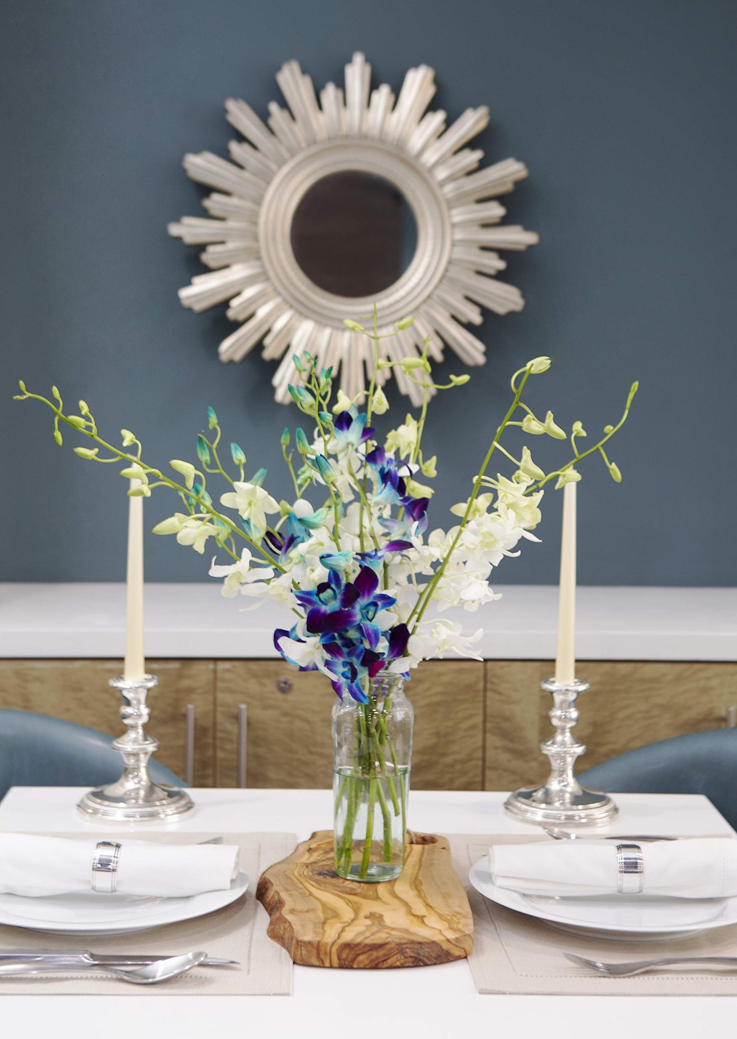 Exotic Sapphire Orchid Bouquet Of 20 Fresh Blue Dendrobium Orchids with Vase - Holidays Collection - KaBloom Prime Next Day - Gift for Birthday, Anniversary, Mother’s Day Fresh Flowers