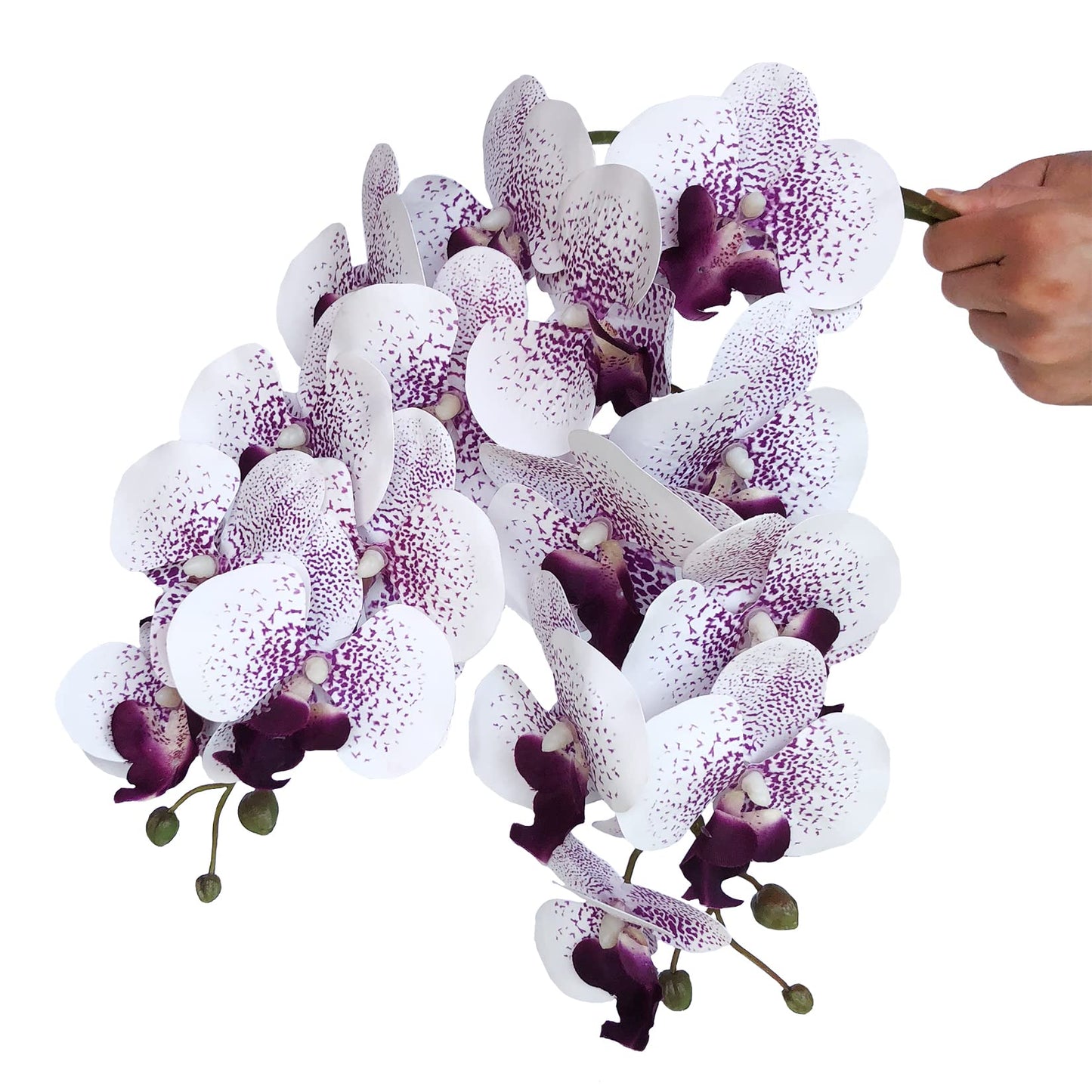 FagusHome 32" Artificial Phalaenopsis Flowers 4 Pcs with 2 Bundles Leaves Artificial Orchid Flowers Stem Plants Fake Butterfly Phalaenopsis Flowers for Home Wedding Party Décor (Yellow)