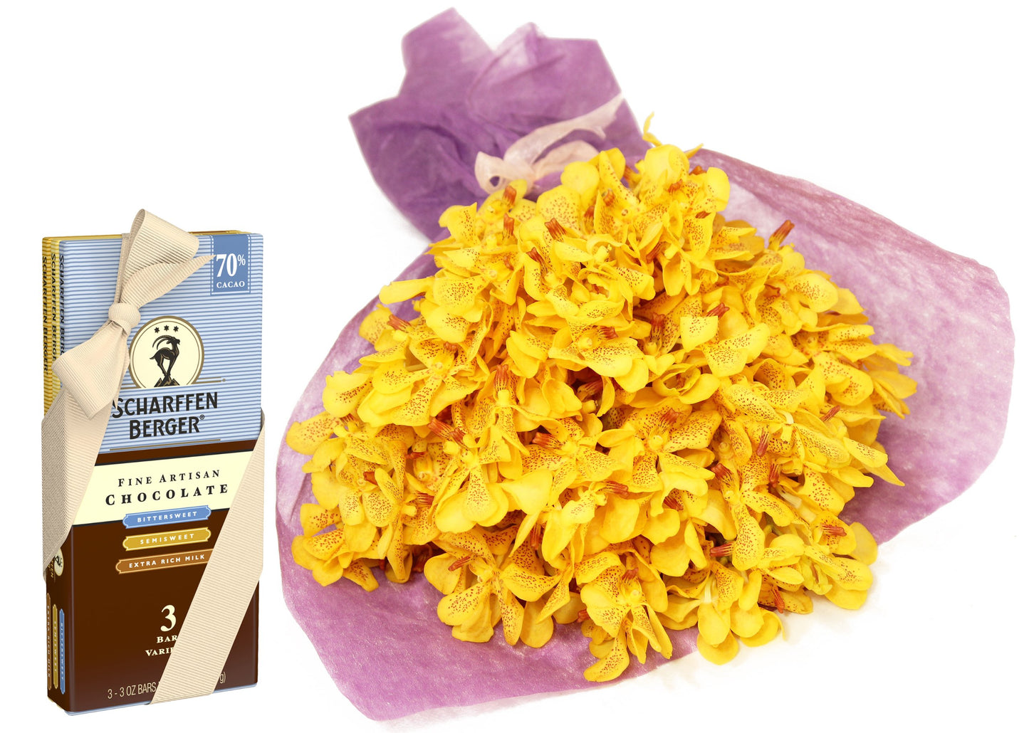 DELIVERY by Fri, 02/09 Guaranteed IF Order Placed by 02/08 Before 2PM EST.KaBloom Valentine's PRIME NEXT DAY DELIVERY - Gold-touched Mokara Orchid Bouquet (20 stems) with Vase Gift for Valentine