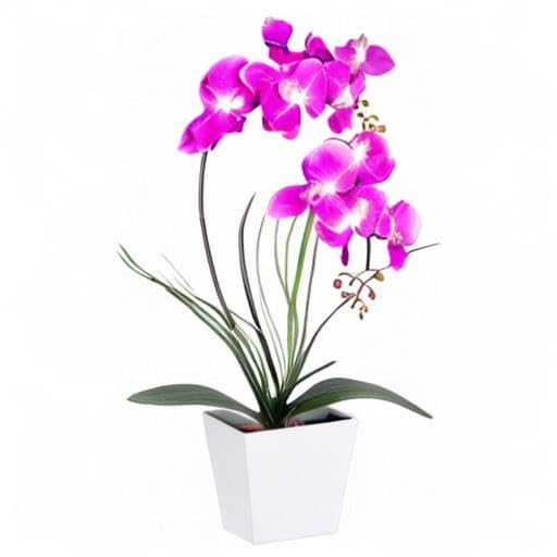 Homeseaons Orchid Lamp-LED Lighted Orchid Arrangements,Pre Lit Artificial Orchid,Light Up Flower Lights, Faux Orchid Phalaenopsis Arrangement (White)