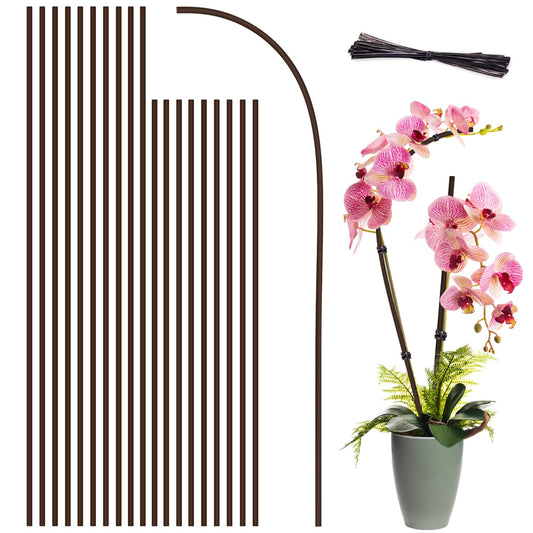 Plant Stakes,Plant Sticks，LECAMEBOR 20PCS Bendable Orchid Stakes Single Stem Plant Support Stakes for Indoor and Outdoor Plants, Potted Plants, Flowers, Peonies, and Roses -16inch&18inch(Brown)
